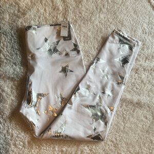 Aerie White Leggings with Silver Stars NWT
